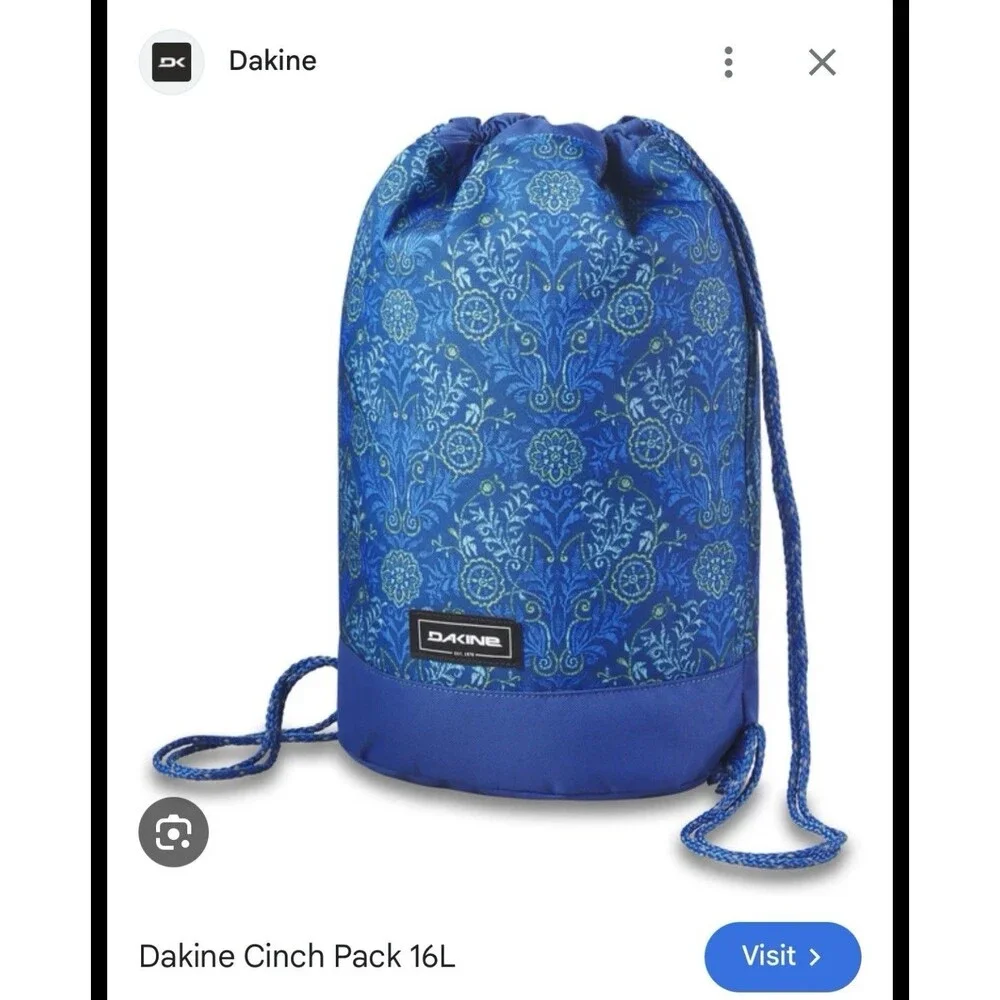 Dakine Cinch Pack Drawstring Bag Blue 16L NWOT